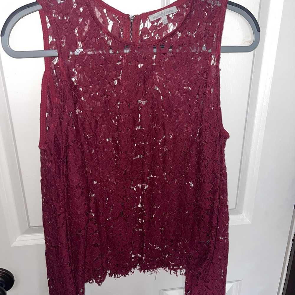 Charlotte Russe Large Long Sleeve Blouse with Cut-Out Shoulders